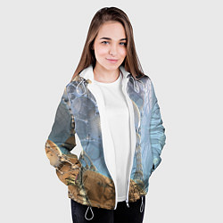 Куртка с капюшоном женская КОСМИЧЕСКИЙ ФРАКТАЛЬНЫЙ ПЕЙЗАЖ, цвет: 3D-белый — фото 2