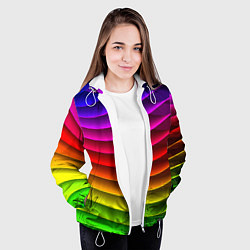 Куртка с капюшоном женская Color line neon pattern Abstraction Summer 2023, цвет: 3D-белый — фото 2