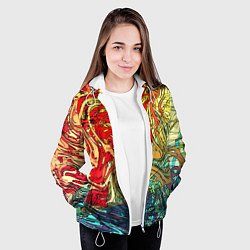 Куртка с капюшоном женская Хаотичные линии Abstract pattern, цвет: 3D-белый — фото 2