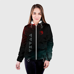 Куртка с капюшоном женская The witcher Волк Черные Молнии, цвет: 3D-белый — фото 2