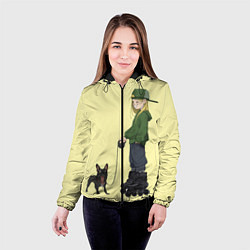Куртка с капюшоном женская Девочка и собака-улыбака, цвет: 3D-черный — фото 2