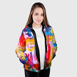 Куртка с капюшоном женская Импрессионизм Лето Абстракция Impressionism Summer, цвет: 3D-черный — фото 2