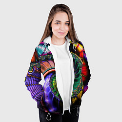 Куртка с капюшоном женская Красочная фрактальная спираль Colorful fractal spi, цвет: 3D-белый — фото 2