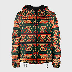 Куртка с капюшоном женская Узор геометрия треугольная, цвет: 3D-черный