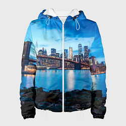 Куртка с капюшоном женская Закат в мегаполисе, цвет: 3D-белый