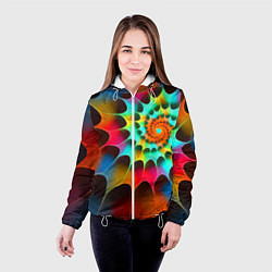 Куртка с капюшоном женская Красочная неоновая спираль Colorful neon spiral, цвет: 3D-белый — фото 2