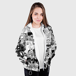 Куртка с капюшоном женская Евангелион паттерн, цвет: 3D-белый — фото 2