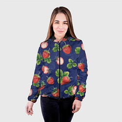 Куртка с капюшоном женская Сладкая Клубника, цвет: 3D-черный — фото 2
