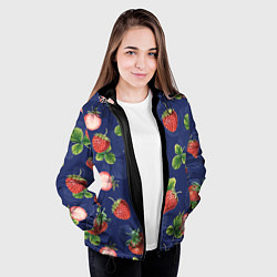 Куртка с капюшоном женская Сладкая Клубника, цвет: 3D-черный — фото 2