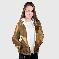 Куртка с капюшоном женская Золотые 3D треугольники, цвет: 3D-белый — фото 2