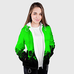 Куртка с капюшоном женская САЛАТОВЫЕ НЕОНОВЫЕ БРЫЗГИ КРАСКИ, цвет: 3D-белый — фото 2