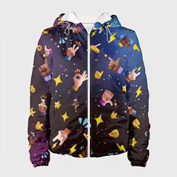 Куртка с капюшоном женская Смайлики-руки 3D Emoji Hands, цвет: 3D-белый