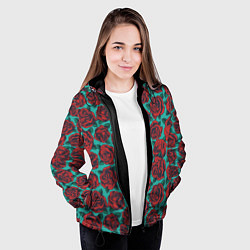 Куртка с капюшоном женская Розы тату, цвет: 3D-черный — фото 2