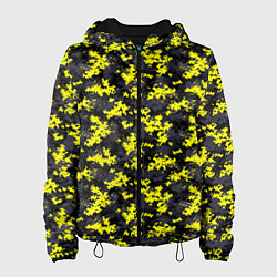 Куртка с капюшоном женская Камуфляж Пиксельный Чёрно-Жёлтый, цвет: 3D-черный