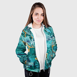 Куртка с капюшоном женская Имитация малахита, цвет: 3D-белый — фото 2