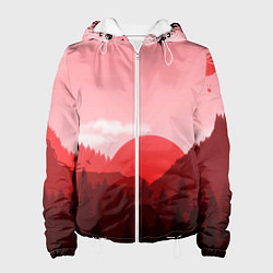Куртка с капюшоном женская Закат в горах в розовых тонах, цвет: 3D-белый