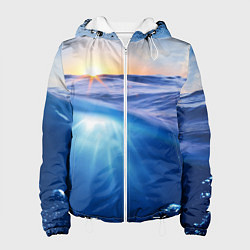Куртка с капюшоном женская Грань между небом и водой, цвет: 3D-белый