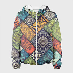 Куртка с капюшоном женская Мандала орнамент, цвет: 3D-белый