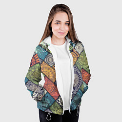 Куртка с капюшоном женская Мандала орнамент, цвет: 3D-белый — фото 2