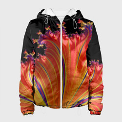 Куртка с капюшоном женская Фрактал перо жар-птицы Абстракция, цвет: 3D-белый