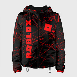 Куртка с капюшоном женская ROBLOX красный логотип, цвет: 3D-черный
