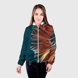 Куртка с капюшоном женская Полигональные линии, цвет: 3D-белый — фото 2