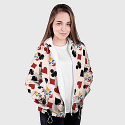 Куртка с капюшоном женская Джокер карты масть cards joker clown, цвет: 3D-белый — фото 2