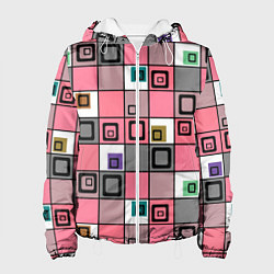 Куртка с капюшоном женская Розовый геометрический узор Geometric shapes, цвет: 3D-белый