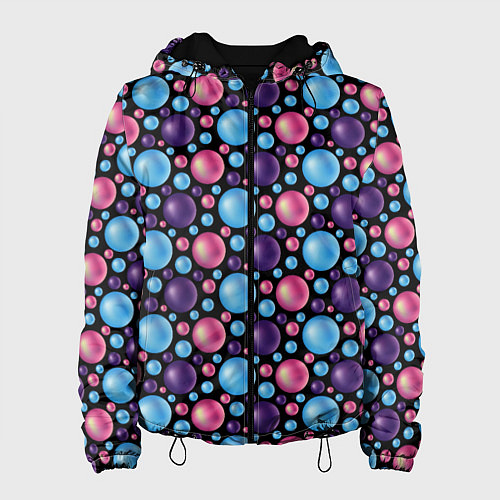 Женская куртка Разноцветные яркие объемные шарики / 3D-Черный – фото 1