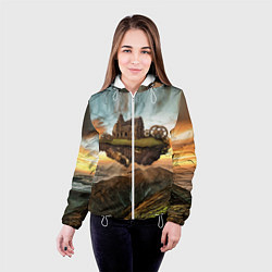 Куртка с капюшоном женская Горный пейзаж в стиле Стимпанк, цвет: 3D-белый — фото 2
