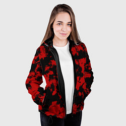 Куртка с капюшоном женская Черно-красная абстракция, цвет: 3D-черный — фото 2