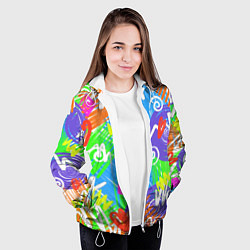 Куртка с капюшоном женская Яркий геометрический принт на белом фоне, цвет: 3D-белый — фото 2