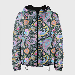 Куртка с капюшоном женская Узоры Роспись Орнамент, цвет: 3D-черный