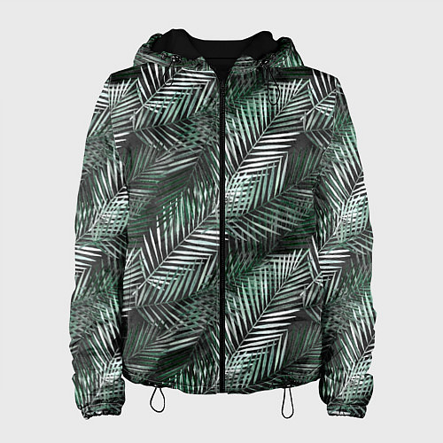 Женская куртка Листья пальмы на черном / 3D-Черный – фото 1