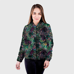 Куртка с капюшоном женская Абстрактный гранжевый принт с кляксами и штрихами, цвет: 3D-черный — фото 2