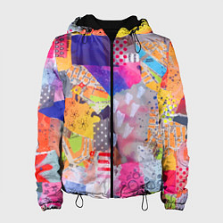 Куртка с капюшоном женская Patchwork quilt Fashion trend, цвет: 3D-черный