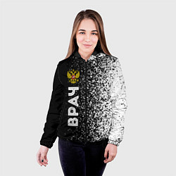 Куртка с капюшоном женская Врач из России и Герб Российской Федерации FS, цвет: 3D-черный — фото 2