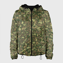 Куртка с капюшоном женская Камуфляж цифровой Флора-1 пиксель, цвет: 3D-черный