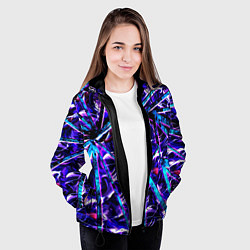 Куртка с капюшоном женская Genshin Impact Шогун Райден осколки, цвет: 3D-черный — фото 2