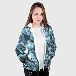 Куртка с капюшоном женская Холодная ледяная броня - Синий, цвет: 3D-белый — фото 2