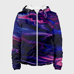 Куртка с капюшоном женская Фиолетово-розовый абстрактный узор, цвет: 3D-белый