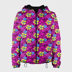 Женская куртка Цветочный узор на малиновом фоне