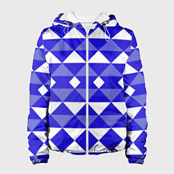 Куртка с капюшоном женская Бело-синий геометрический узор, цвет: 3D-белый