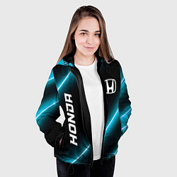 Куртка с капюшоном женская Honda неоновые лампы, цвет: 3D-черный — фото 2