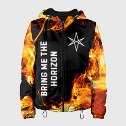 Куртка с капюшоном женская Bring Me the Horizon и пылающий огонь, цвет: 3D-черный
