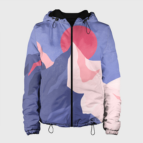 Женская куртка Пейзаж гор и леса в стиле ретро / 3D-Черный – фото 1