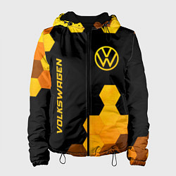 Куртка с капюшоном женская Volkswagen - gold gradient: символ и надпись верти, цвет: 3D-черный