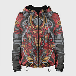 Куртка с капюшоном женская Голова красного робота, цвет: 3D-черный