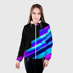Куртка с капюшоном женская Яркие неоновые линии, цвет: 3D-белый — фото 2
