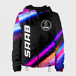 Куртка с капюшоном женская Saab speed lights, цвет: 3D-черный